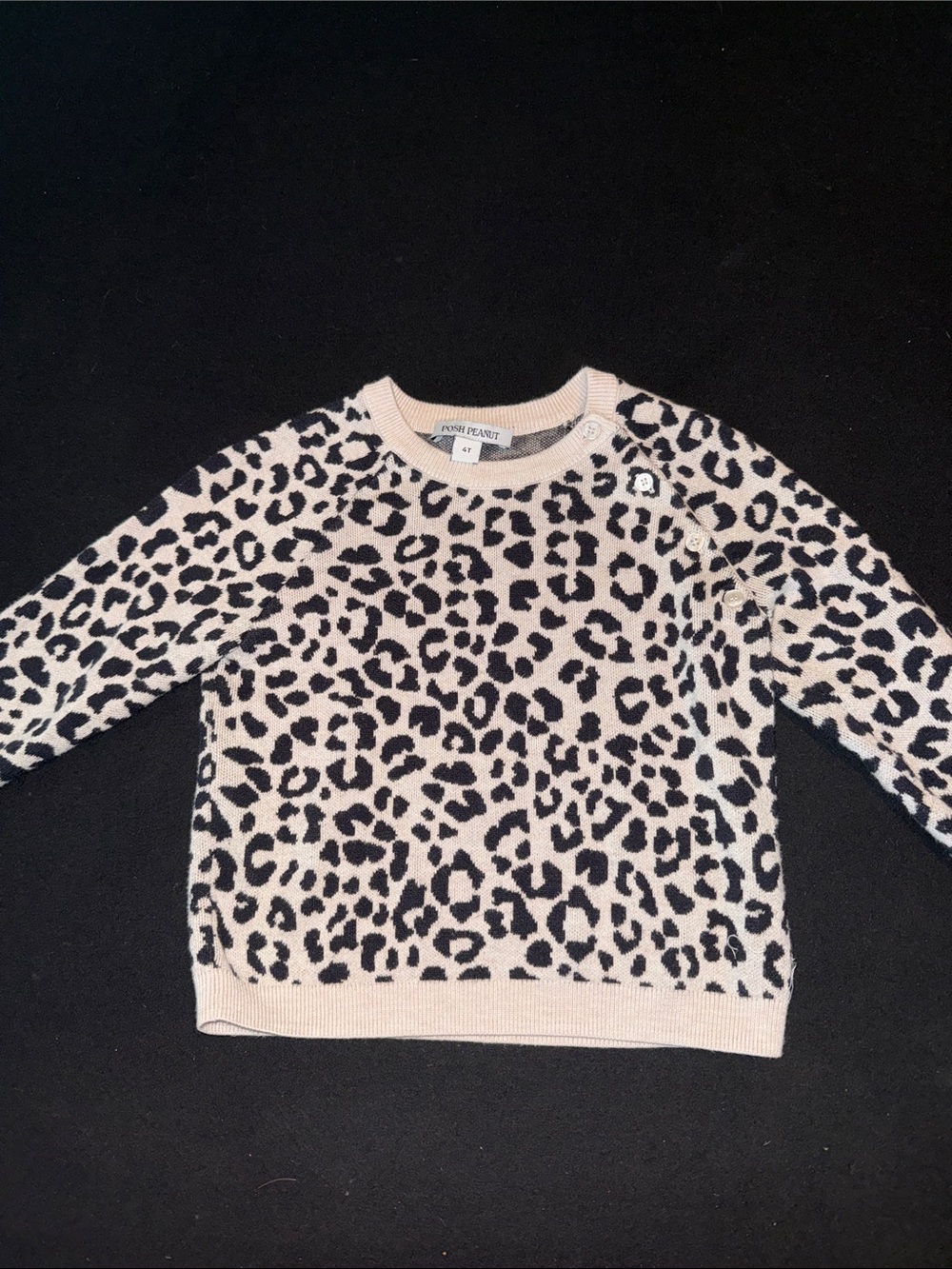 Posh Peanut Leopard Print Knit Sweater - Black & Cream